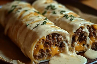 cheesy ground beef delight wrap with creamy sauce