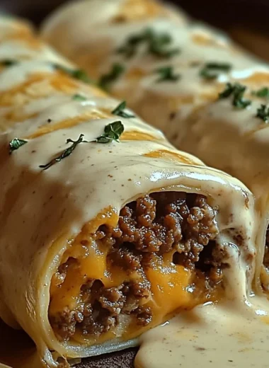 cheesy ground beef delight wrap with creamy sauce