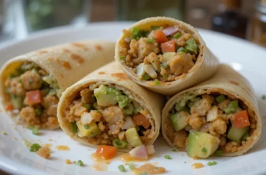 Delicious Chicken Avocado Ranch Burritos wrapped and ready to serve