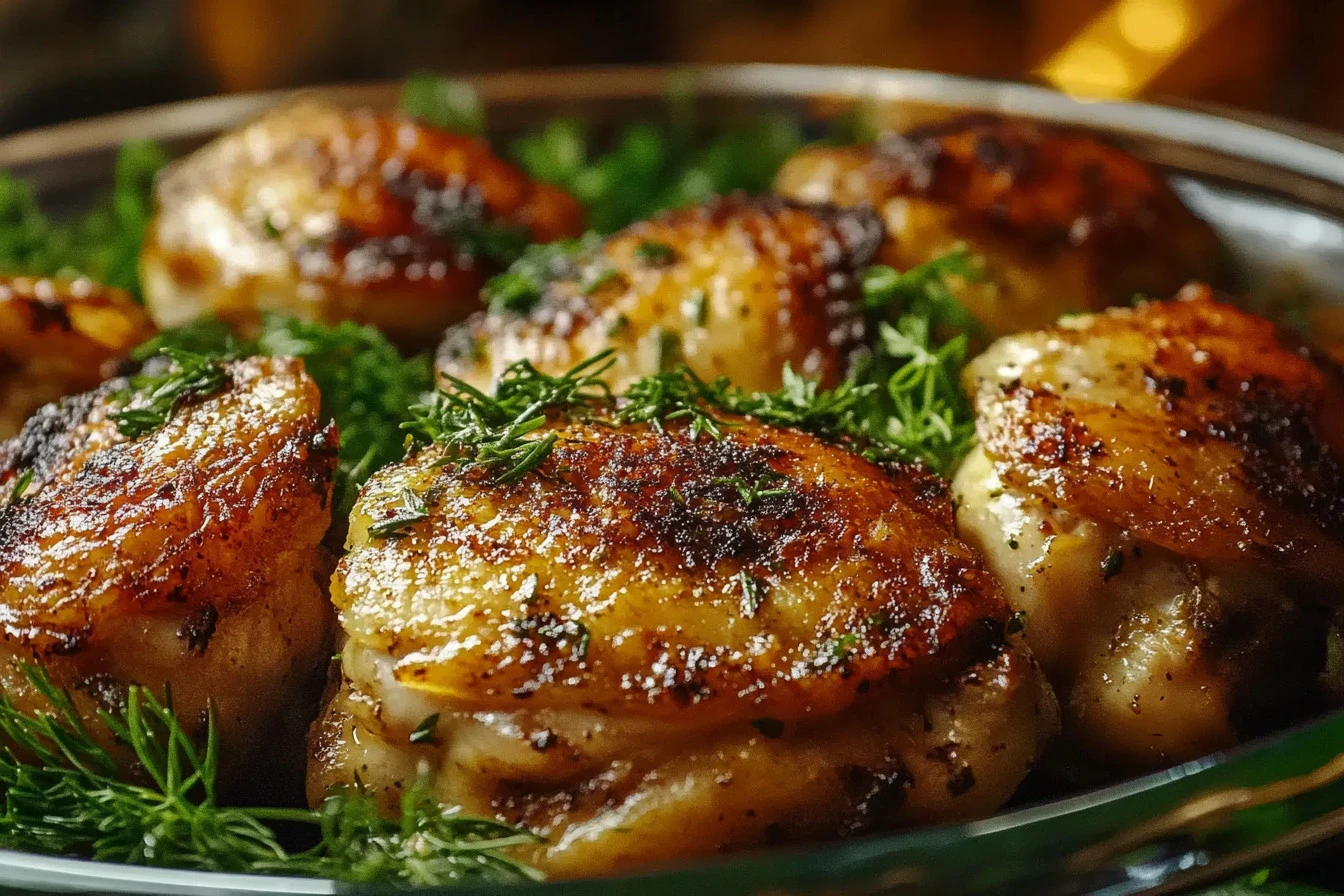 crispy oven roasted chicken thighs with spring her
