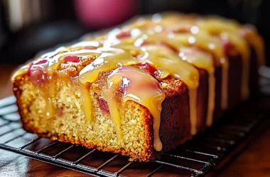 lemon rhubarb loaf with glaze