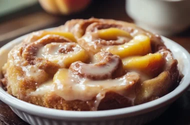 peach cobbler cinnamon rolls
