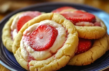 strawberry banana pudding cookies with cheesecake