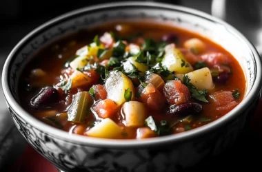 thick hearty minestrone soup