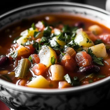 thick hearty minestrone soup